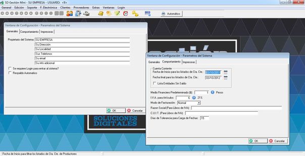 SD Gestion Mini - Configuraci&oacute;n